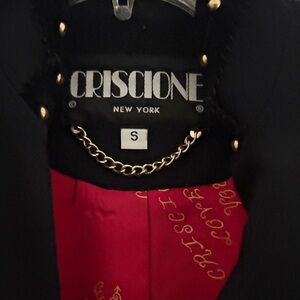 CRISCIONE Black Blazer with Gold Chain Detail (small hole in sleeve lining)